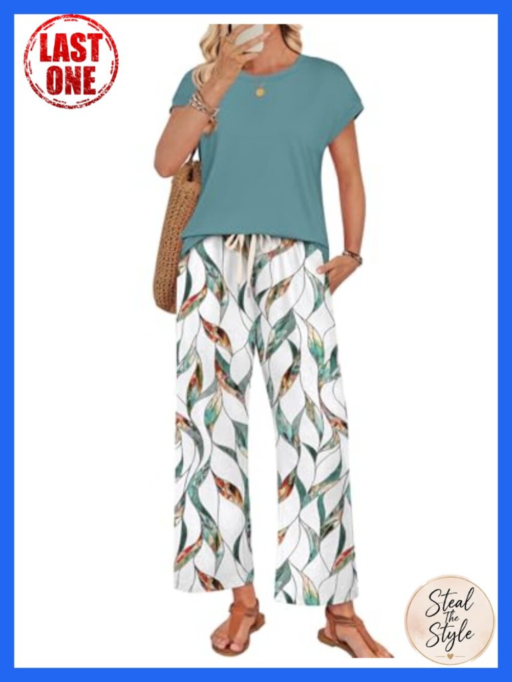 Wide Leg 2-Piece Lounge Set with Cap Sleeve Top Soft Stretch Travel Outfit